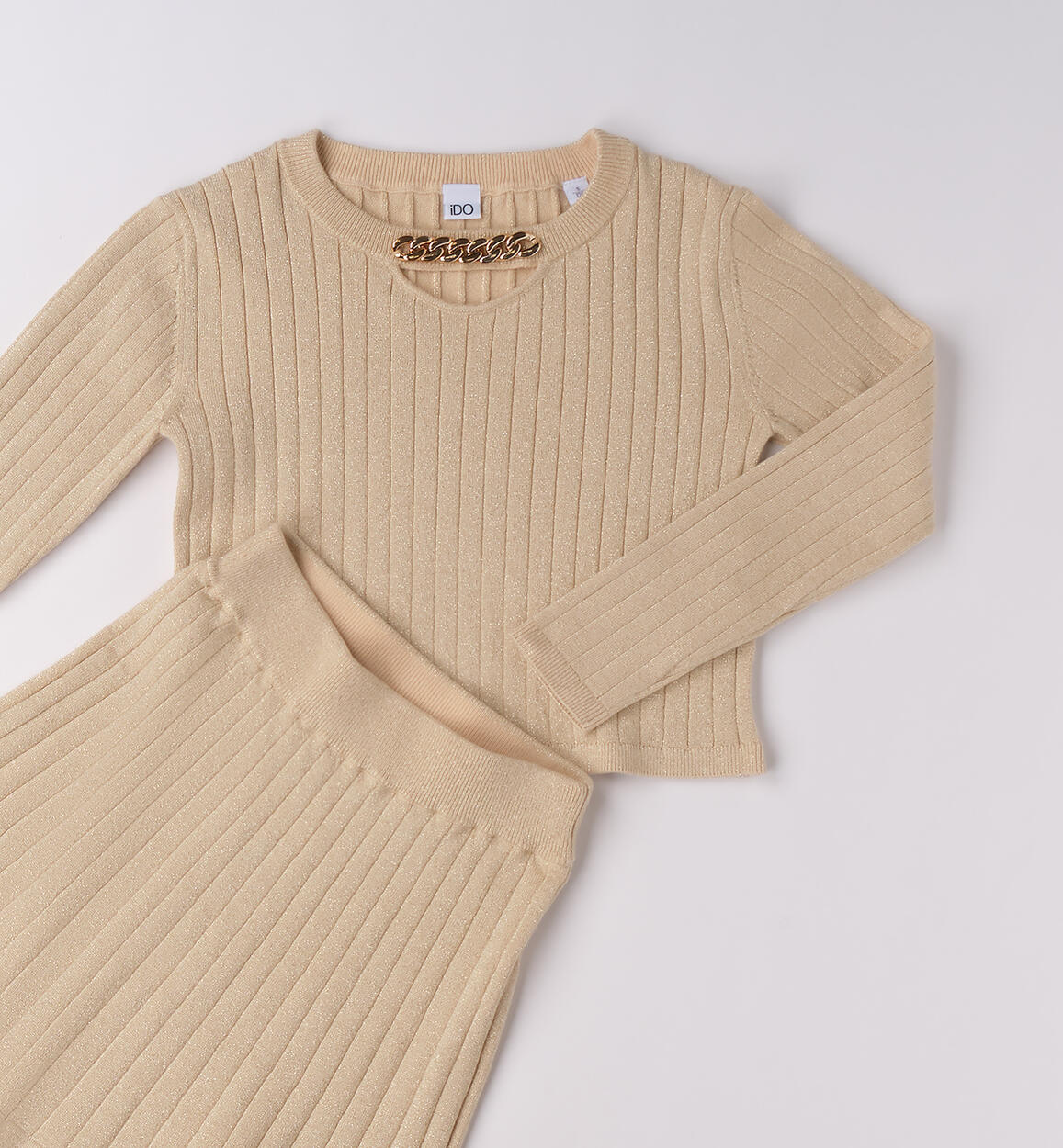 Completo brillantini oro ragazza con gonna - I Do