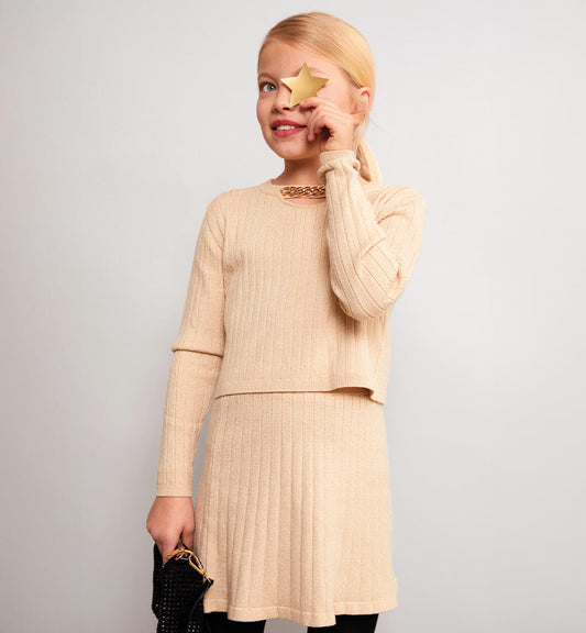 Completo brillantini oro ragazza con gonna - I Do