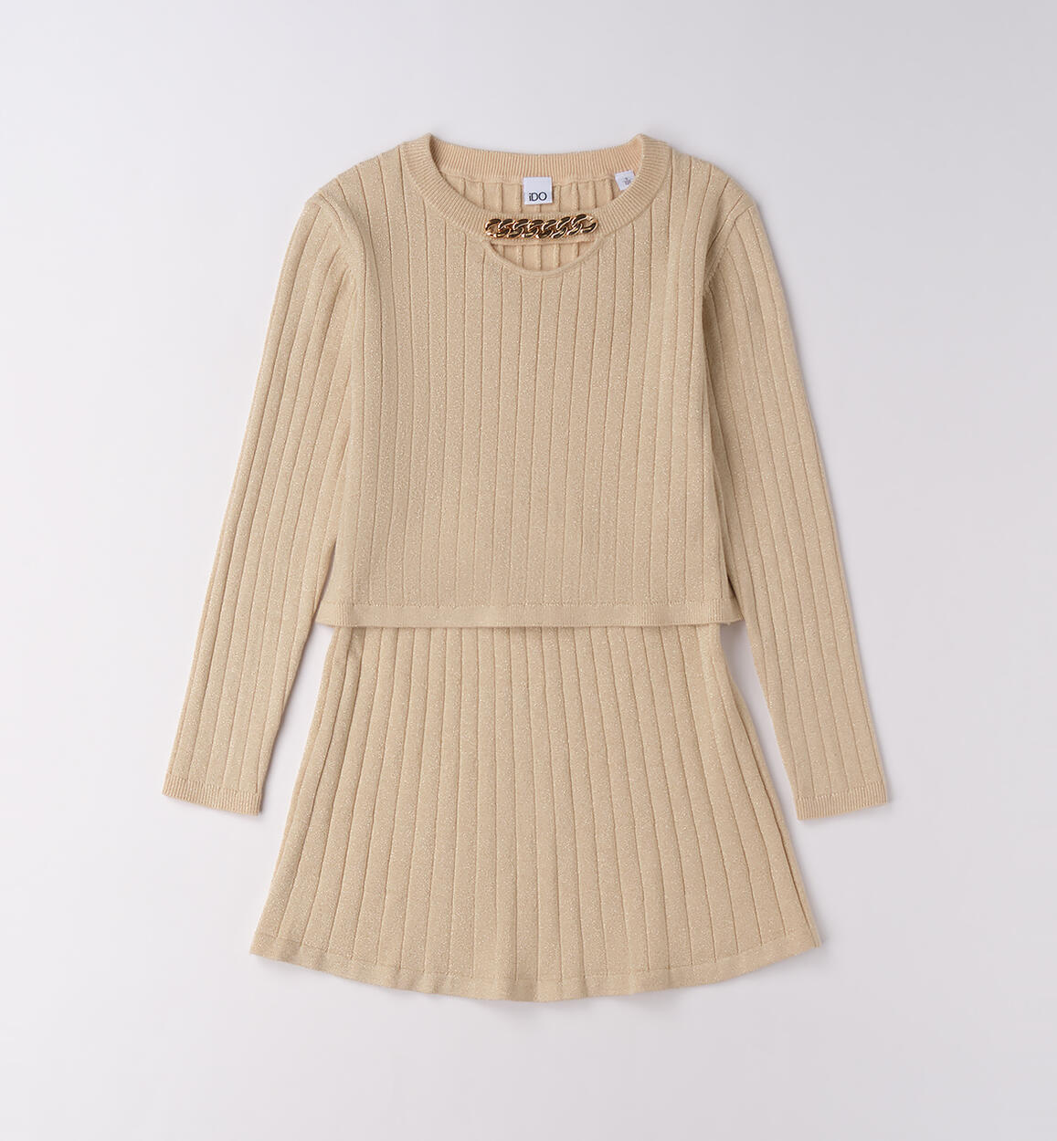 Completo brillantini oro ragazza con gonna - I Do