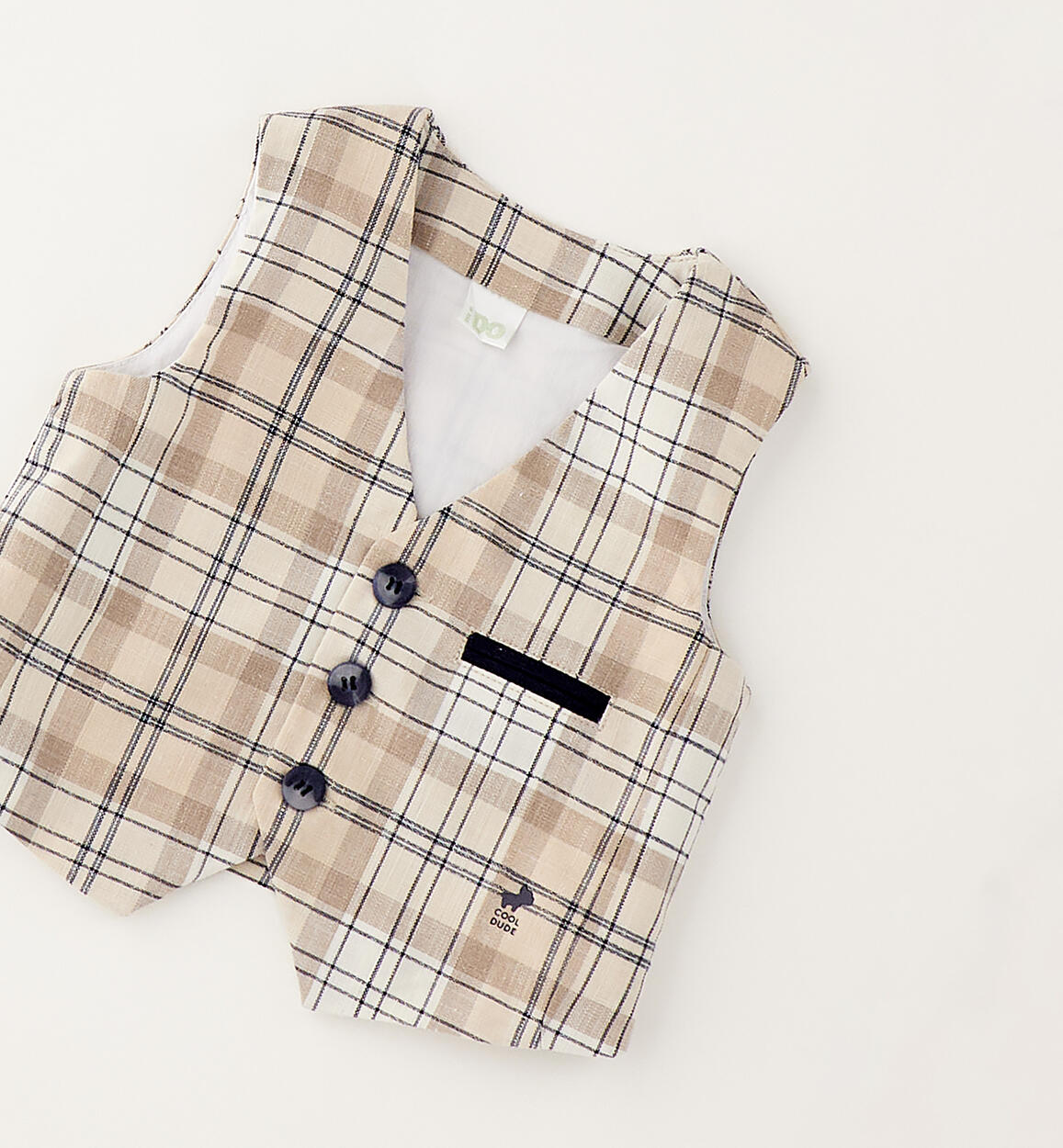 Gilet elegante check beige - IDo