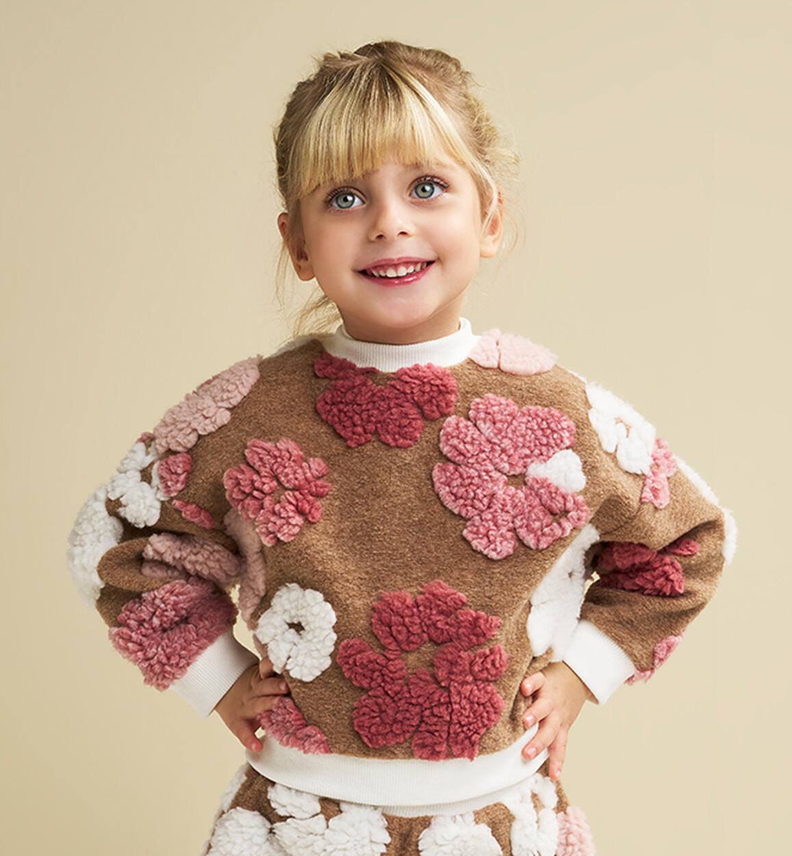 Maglione bambina fiori teddy - I Do