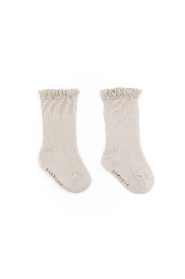 Calza Bimba con Pizzo in Bambù OYSTER GREY - Bamboon