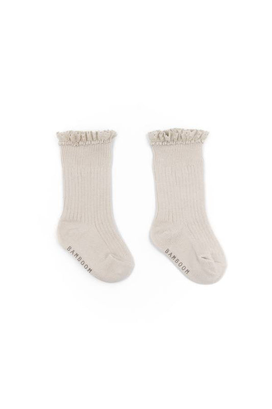 Calza Bimba con Pizzo in Bambù OYSTER GREY - Bamboon